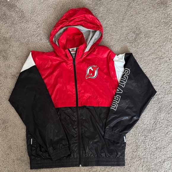NHL New Jersey Devils youth jacket coat hockey XL 18/20 boys hooded wind rain - Picture 1 of 7